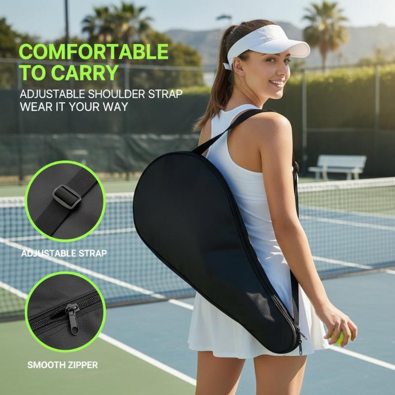 Oxford Cloth Paddle Racket Bag Black Wear-Resistant Tennis Racket Storage Bag Protective Waterproof Racquet Shoulder Bags