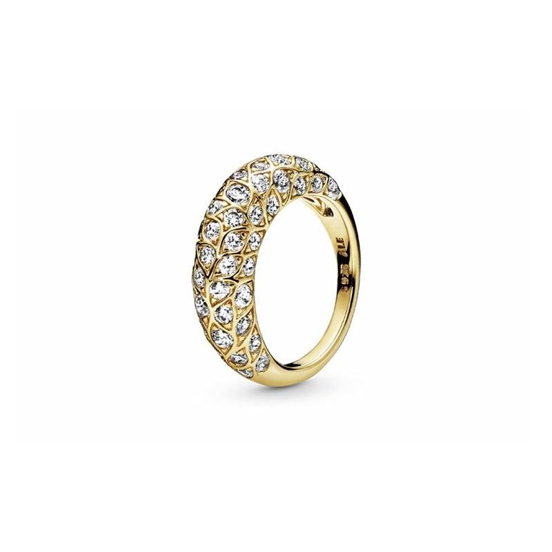Pandora Sparkling Pattern Ring, Light Luxury Girls, Gold, Women s Style 168290CZ золотой