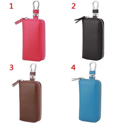 Genuine Leather Car Key Holder Wallets Keychain Covers Zipper Key Case Bag Keys Housekeeper Organizer Car Accessories