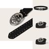 Punk Leather Belt For Men With Alloy Buckle And Studded Rivets For Casual Streetwear