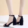 Fashion With Strap Sandals for Women Footwear Pumps Block Heel Open Toe Ladies Shoes Summer 2024 Medium Heels One Word Casual Shoe H Vip