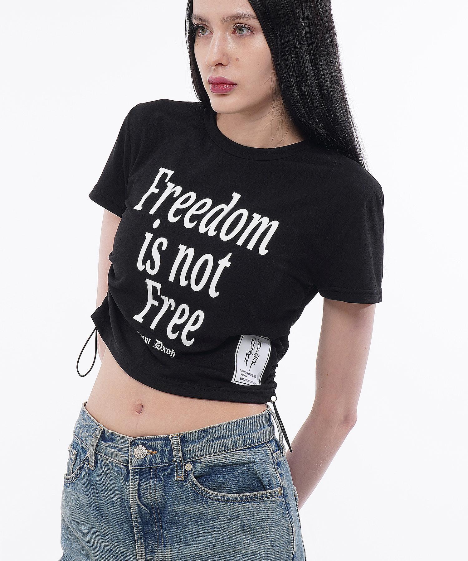 D So H Freedom Side String Crop Top Black Free