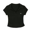 Large size pure cotton design sense polo collar shoulder short-sleeved t-shirt women's summer slightly fat mm sweet and spicy thin short top