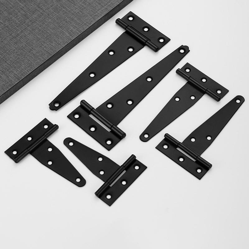 2pcs 3-6 Inches T Shape Iron Hinge Galvanized Door Gate Hardware Hinges Shed Cabinet Barn Room Strap Hinge With Screw