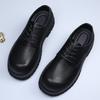 lnit derby shoes men's thick-soled heightening big head leather shoes formal wear niche folds high-end commuting trendy shoes