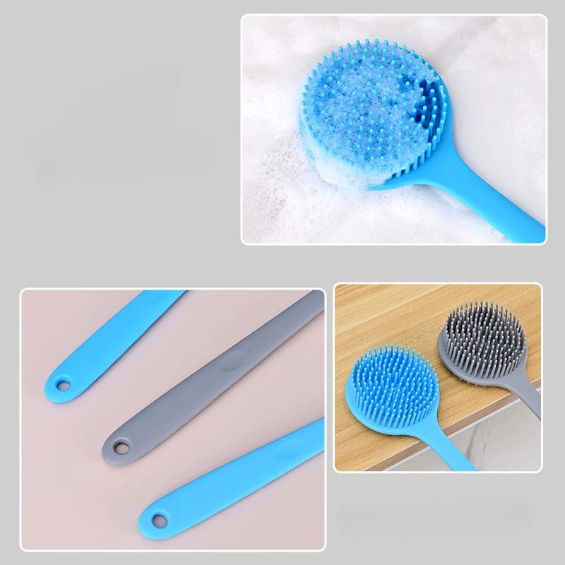 Rückenschrubber für die Dusche, weiche Bade- und Körperbürste aus Silikon mit langem Griff