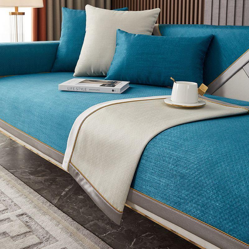 Light Luxury Sofa Cover Chenille Sofa Pad Solid Color Living Room Modern Sofa Cushion Non-Slip Cushion Armrest Covers for Home