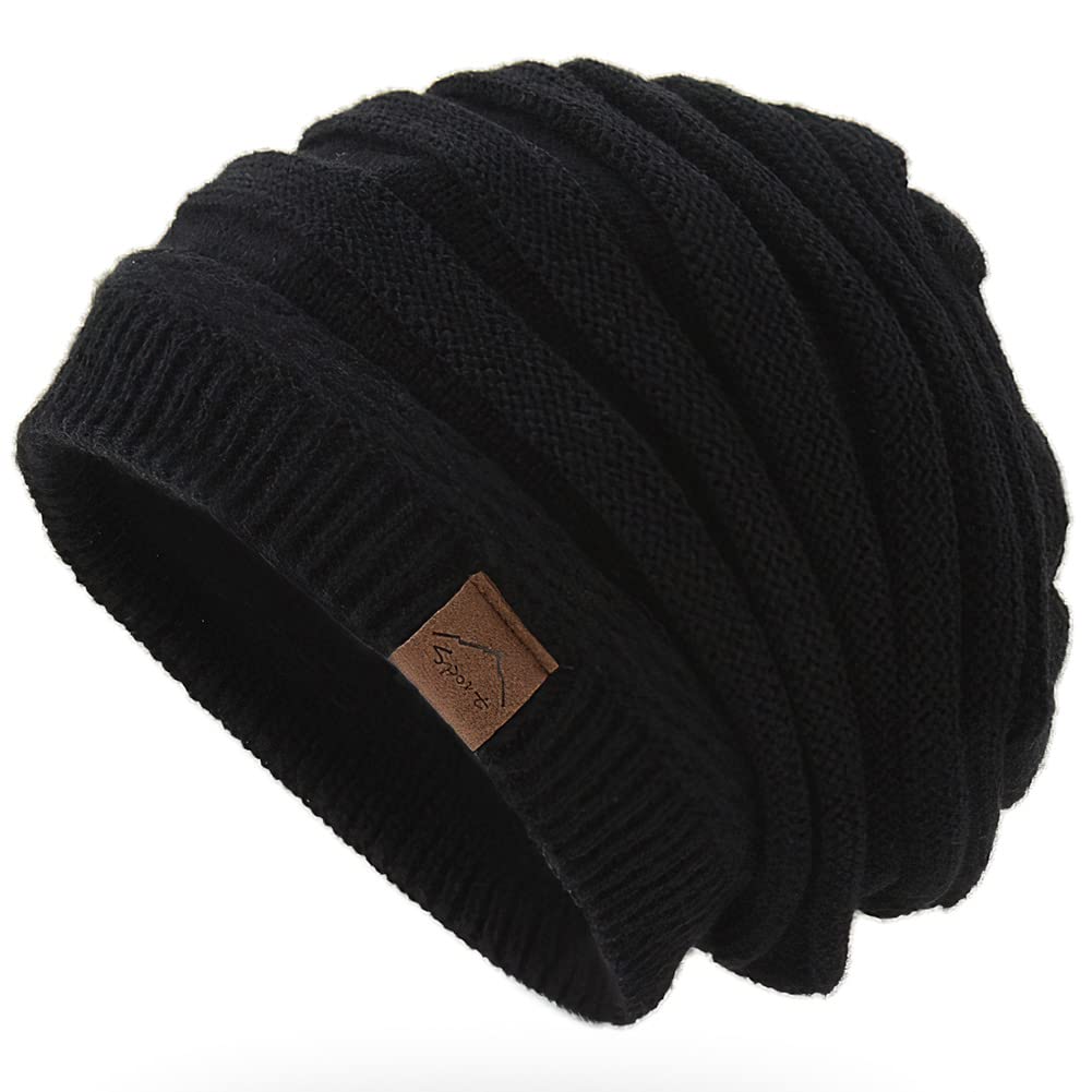 Andeor Knit Hat for Winter Fluffy Fleece Enhanced Beautiful Large Sizes Solid Perfect for and Outdoor Activities Men's Warmth, Lining, Warmth,