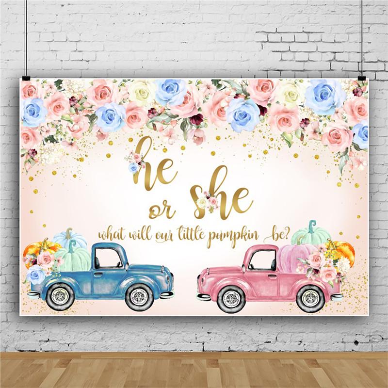 Gender Reveal Party Background Cloth Banner Cute Bear Decor Vinyl Photography Banner Animal Children's Birthday Decoration