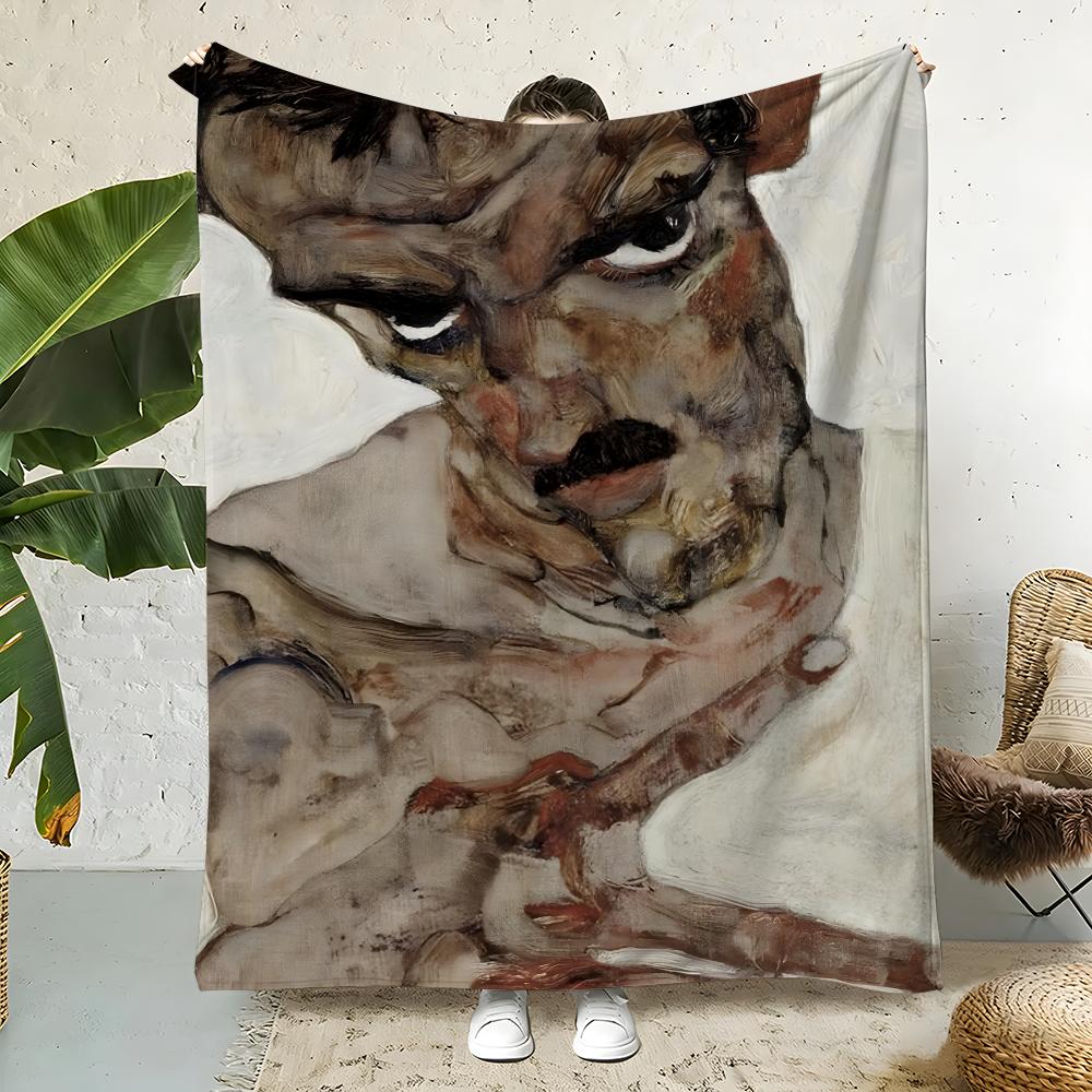 Artist E-Egon Schiele Throw Flannel Throw Blanket,Bed Home Office Nap Blanket Travel,Camping,Picnic Blanket Soft Decor