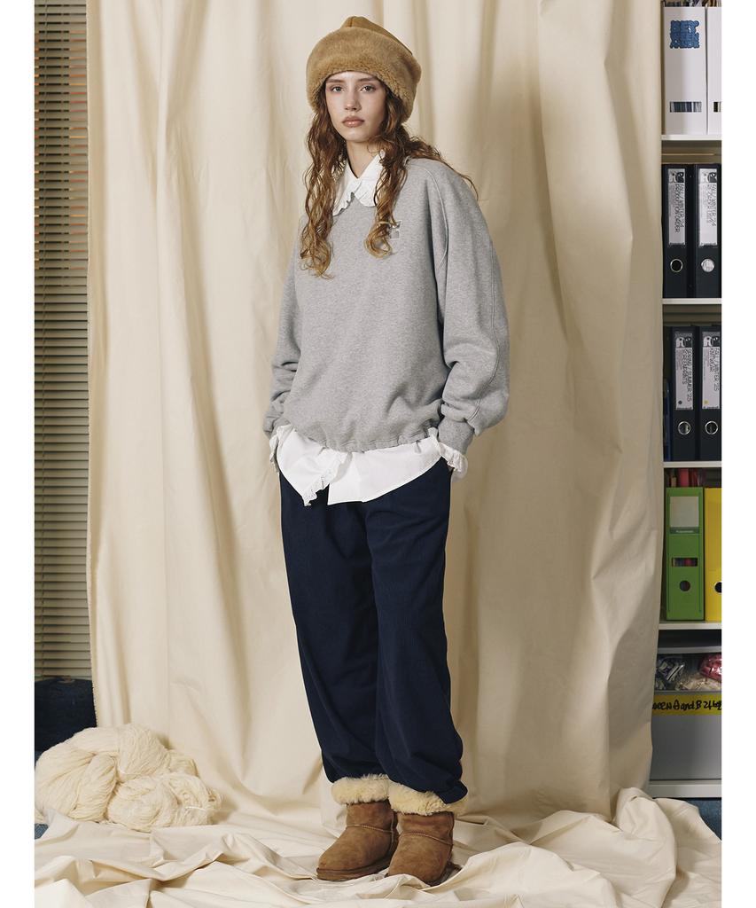 BETWEEN A AND B Raglan String Brushed Sweatshirt [Melange Gray]
