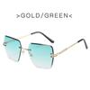 Fashion Shading Sunglasses Women Rimless UV400 Vintage Ladies Stylish Design Oversized Square Ocean Lens Sunglasses for Women