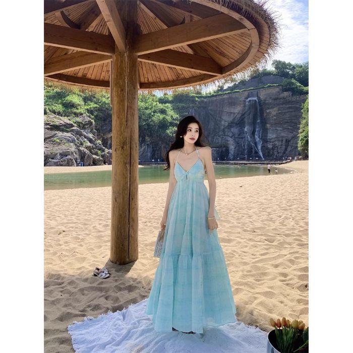 Fairy Hem Pure Desire Backless Halterneck Camisole Long Dress Extra Large