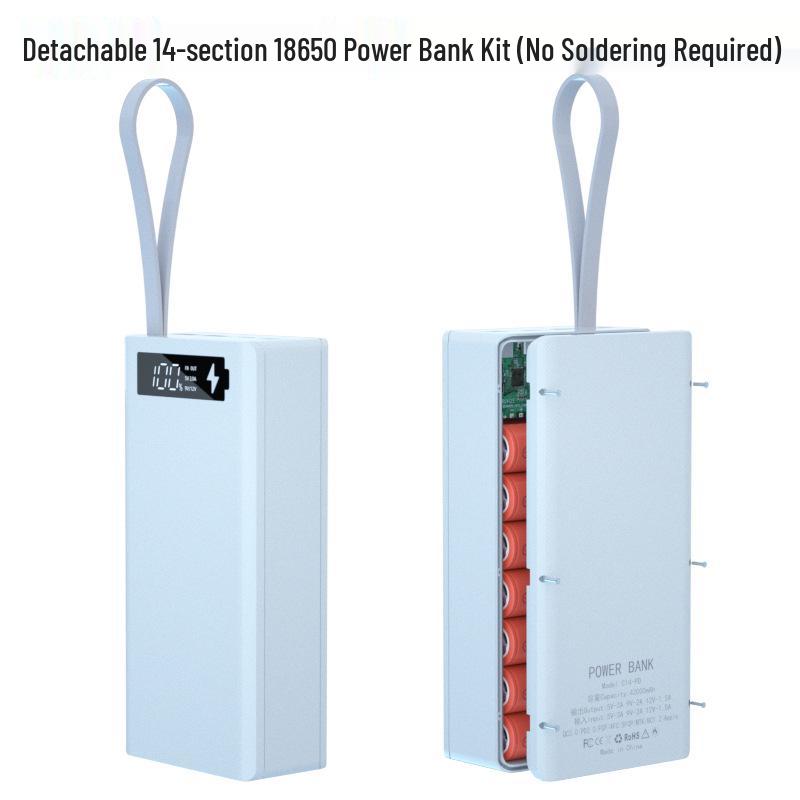 14-Section 18650 Battery Power Bank Kit, DIY Fast-Charging Shell