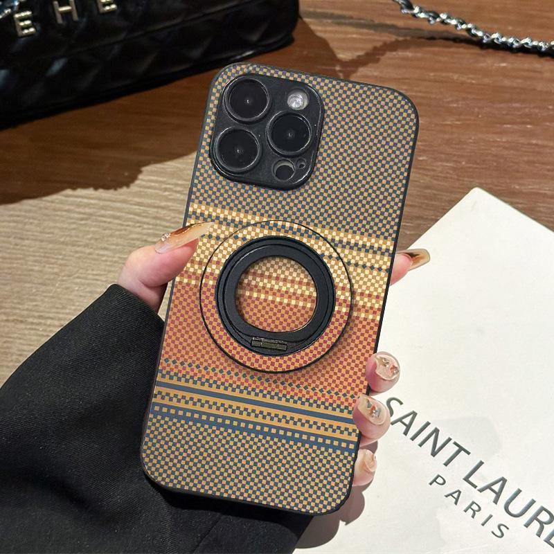 

Магнитная подставка Чехол с кевларовым узором для Apple iPhone 17/15 Pro Max/16/14 Plus iPhone 16 золотой