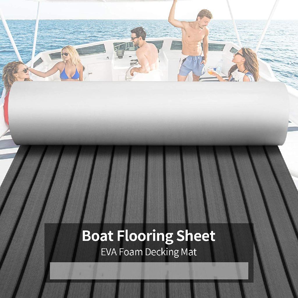 Boat Flooring Eva Foam Mat Deck Sheet Marine Yacht Teak Decking Sheet Adhesive Carpet Decking Pad Anti-Skid 2400x450x6MM