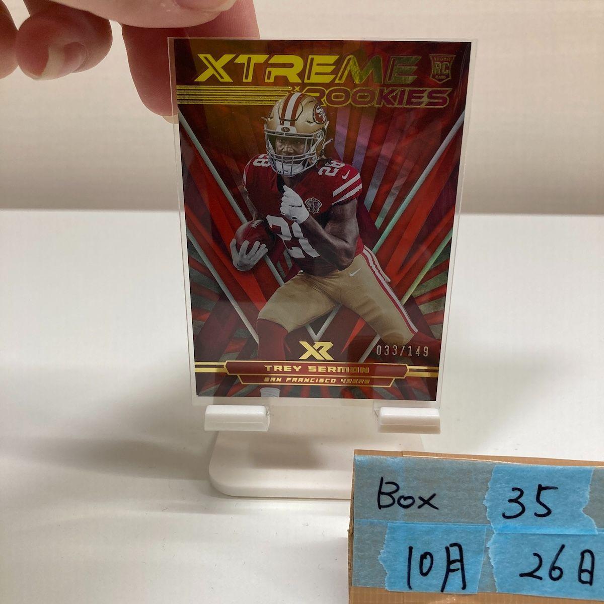 Used 2021 Panini XR Trey Sermon 033/149 SAN FRANCISCO 49ERS Xtreme Rookies Red RC Rookie Rookie Card