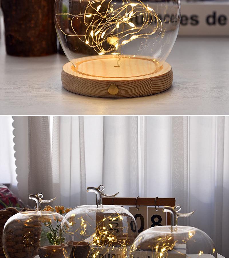 Christmas Eve Apple Preserved Flower Glass Dome Figurine with Clay Craft