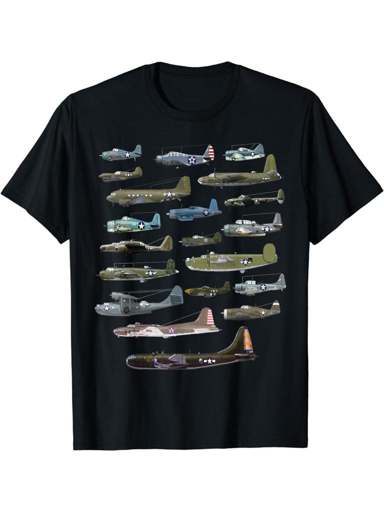 WWII American Combat Aircraft Warbird Fighter TShirt 100 Cotton ONeck Short Sleeve Summer Casual Mens Tshirt Streetwear