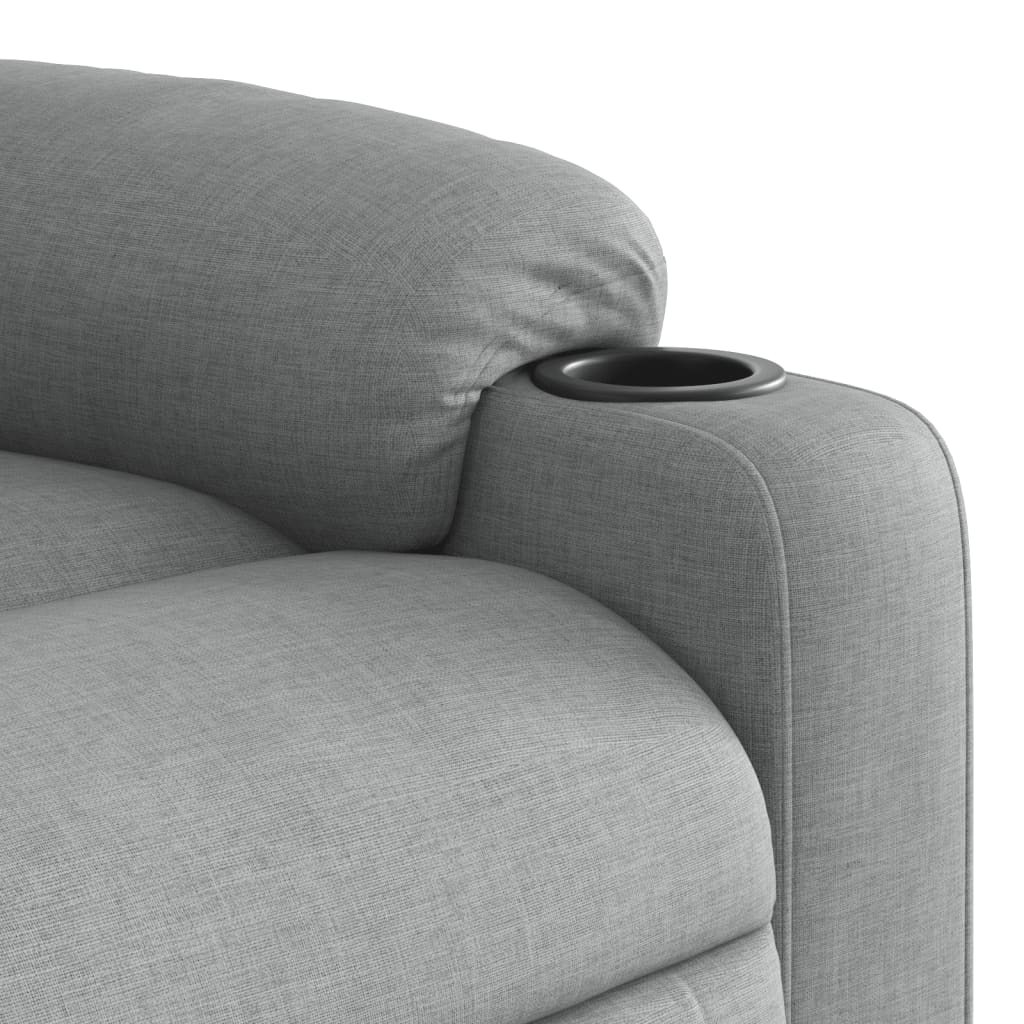 Electric Massage Recliner with Rising Function Light Grey Fabric