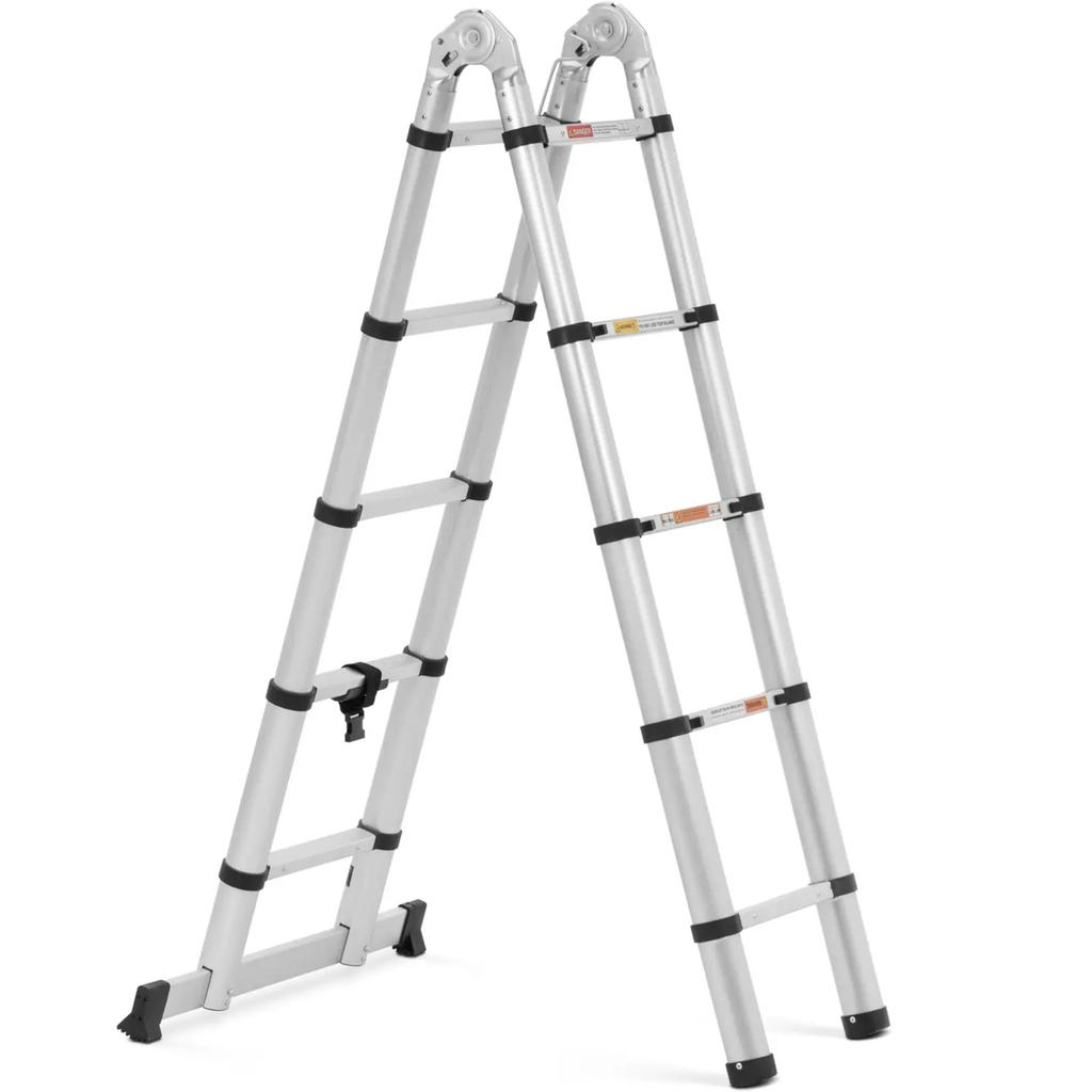 Telescopic aluminum folding ladder 12 steps 08518538 m