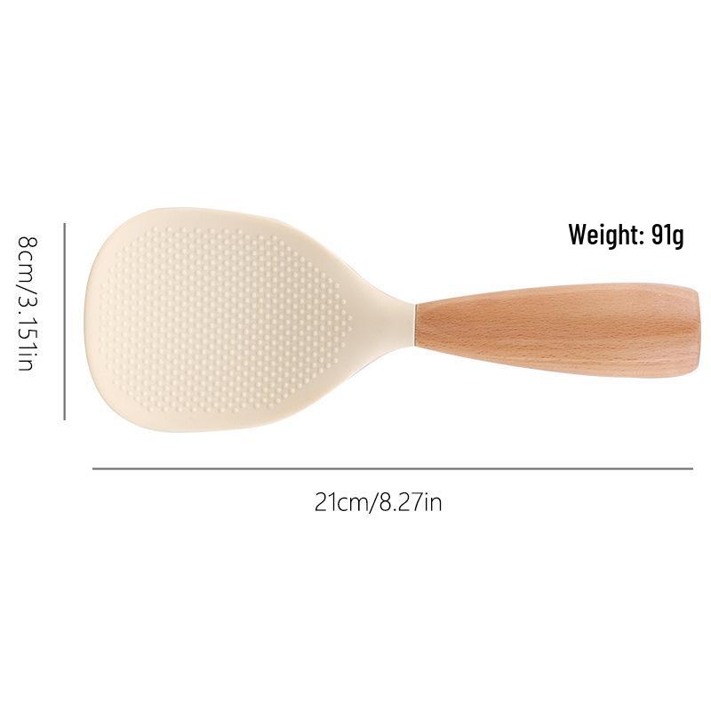Silicone & Wood Non-Slip Heat Resistant Rice Serving Spoon