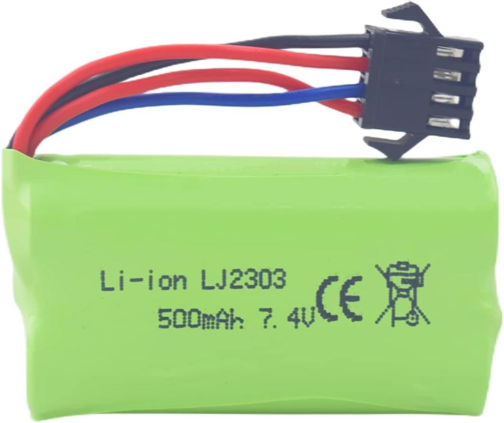 7.4V 500mAh High-Speed Lithium Batteries – 2 Pack – Compatible with EC16 DE85 RC Boat, Car, and Ship Models