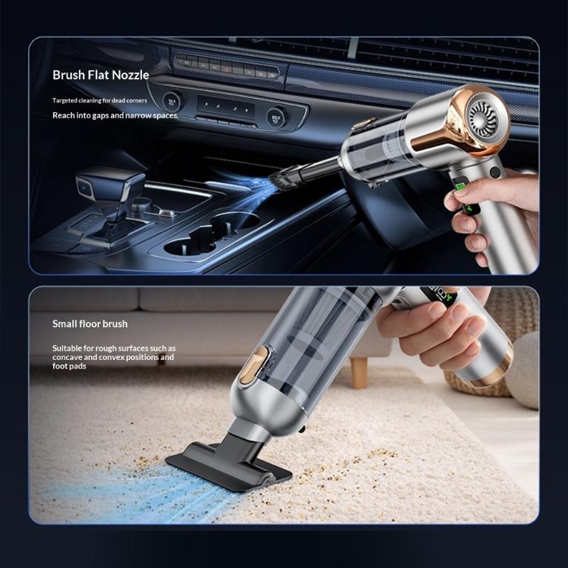 Portable Car Vacuum Cleaner Featuring Smarts Digital Display LED Light and 3 Speed Suction for Enhanced Vehicle Interior Cleaning