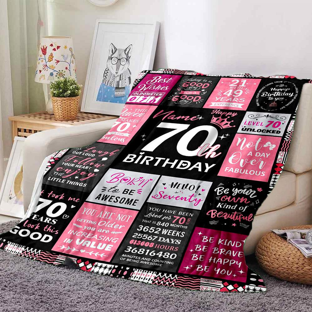 70Th Birthday Celebration Fabulous At 70 Lightweight Customizable Blanket Text Comfortable For Sofa Couch Office Bed Picnics Ideal For All Seasons
