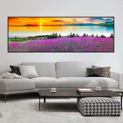 Lavender Field Painting, Landscape, Sunset, Flowers, Posters, Canvas, Painting, Wall Art Paintings for the Living Room, Home Decor, No Frame