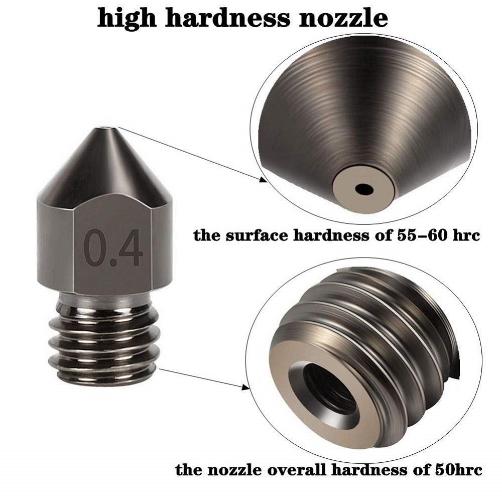 1/2/3Pcs Hardened Steel Nozzle 0.4mm 3D Printer MK8 Nozzles Tool High Temperature Wear Resistant for Makerbot Creality Ender 3