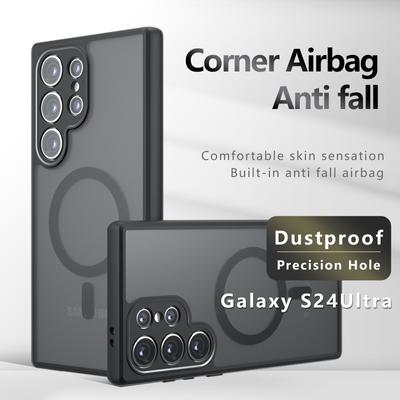 Voor Samsung Galaxy S24 S23 S22 FE Plus Ultra Mat Anti-vingerafdruk Schokbestendig TPU Magnetische Hoes Anti-val Niet-vergelend Achterkant Behuizing Shell