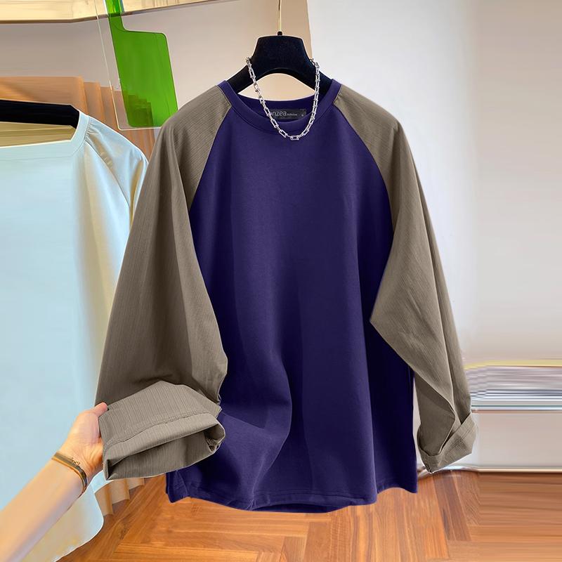 

ZANZEA Жіночі осінні в язані светри з круглим вирізом і довгими рукавами контрастного кольору S фіолетовий