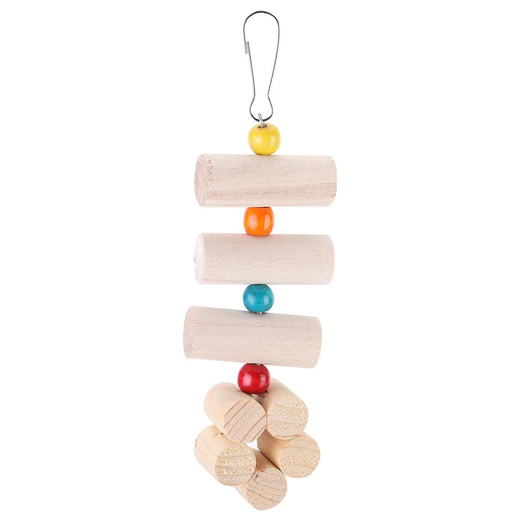 Flower Shaped Cage Wooden Hanging Bite Resistant Toy with Colorful Beads (Large Size)