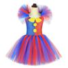2025 Clown Suit Children's Mesh Princess Dress TUTU Girls Dress Christmas Halloween Show Costume
