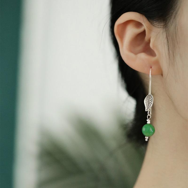 925 Silver Drop Earrings Hoop Pearl Leaf Vintage Irregular For Women Girl Gift Fashion Jewelry Dropship