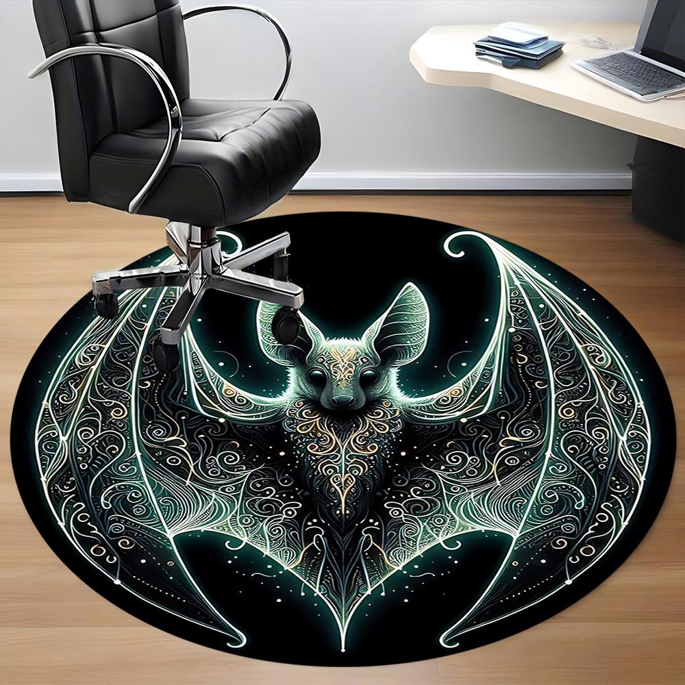 1 Stück Fledermausflügel Büro Runder Teppich, Matte Geeignet für Büro, Unter Bürostühlen Schlafzimmer Wohnzimmer Heimdekoration, Raumdeko