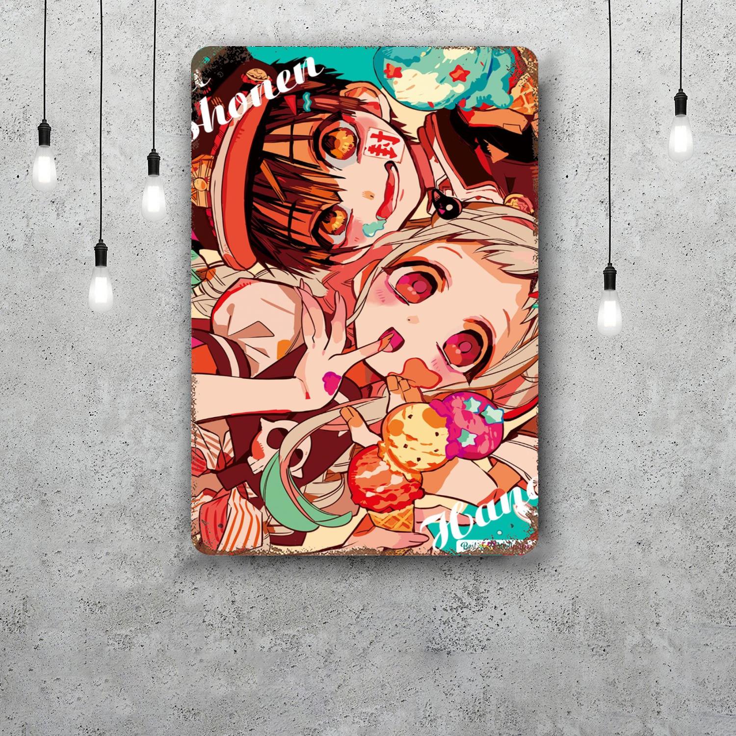 

Toilet Bound Hanako kun Tin Sign Home Decor Wall Decor Art Wall Mural Room Decoration Decor Retro Metal Sign Plate Bar Posters 20x30cm（7.8x11.8inch）