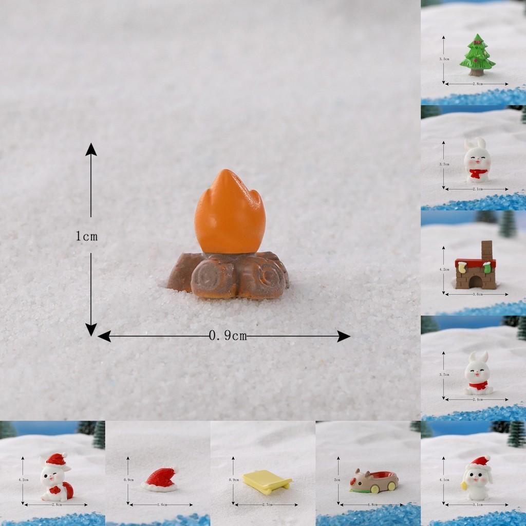Bunny Figurine Christmas Resin Microlandscape Decoration Bunny Miniature Winter
