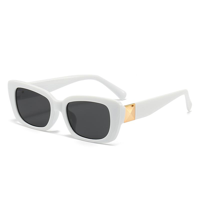 

New Style Square Fashion Sunglasses UV400 Protection Gold Logo Decoration Face-Slimming Commute Unisex Sunshades 5382 белый
