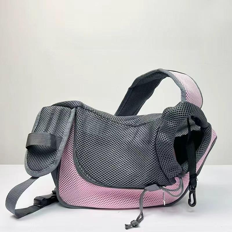 Breathable Mesh Pet Sling Carrier Bag Adjustable Neck Strap Crossbody Shoulder Bag Hands Free Travel Puppy Cat Carrier Bag Anti-