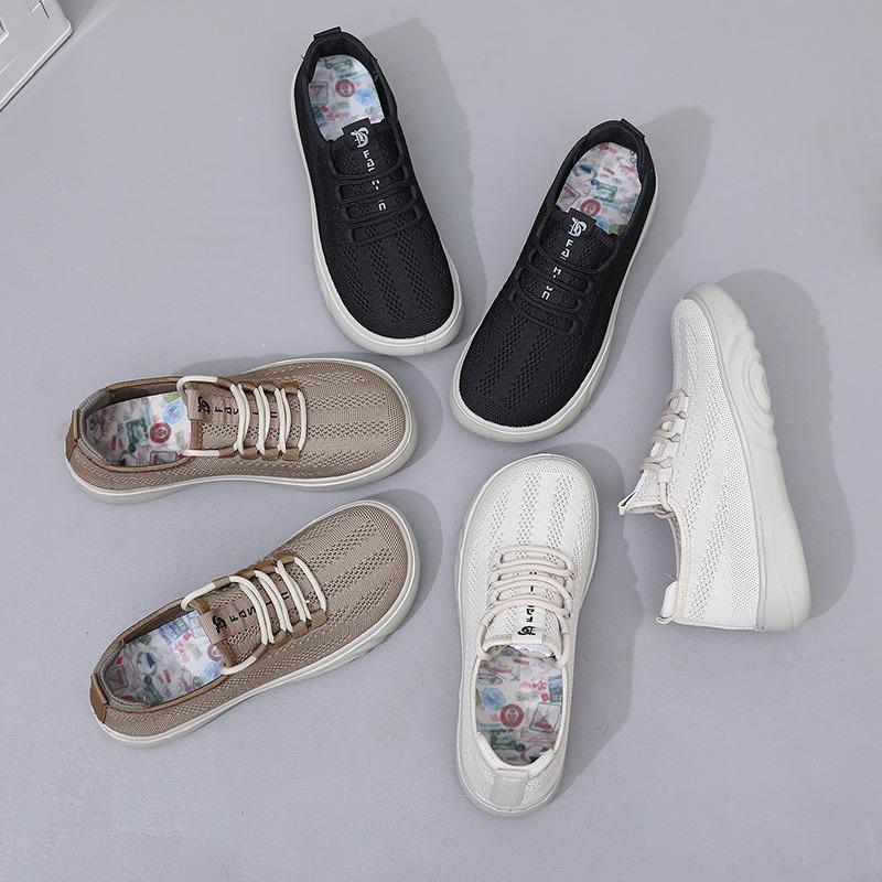 ****** and Autumn new old ******* cloth shoes women's casual s**t-soled mother shoes knitted breathable single shoes comfortable and wide feet