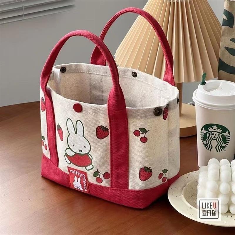 Neue Cartoon-Hase-Bestickte Verdickte Canvas-Tragetasche Mehrere Taschen Tragbare Umhängetasche Baoma Ausgeh-Handtasche