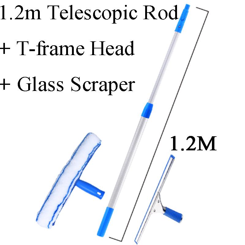 Glass Cleaner Multifunctional Durable Retractable Long Handle Microfiber Double-Sided Wiper Household Cleaning Tool Accessories