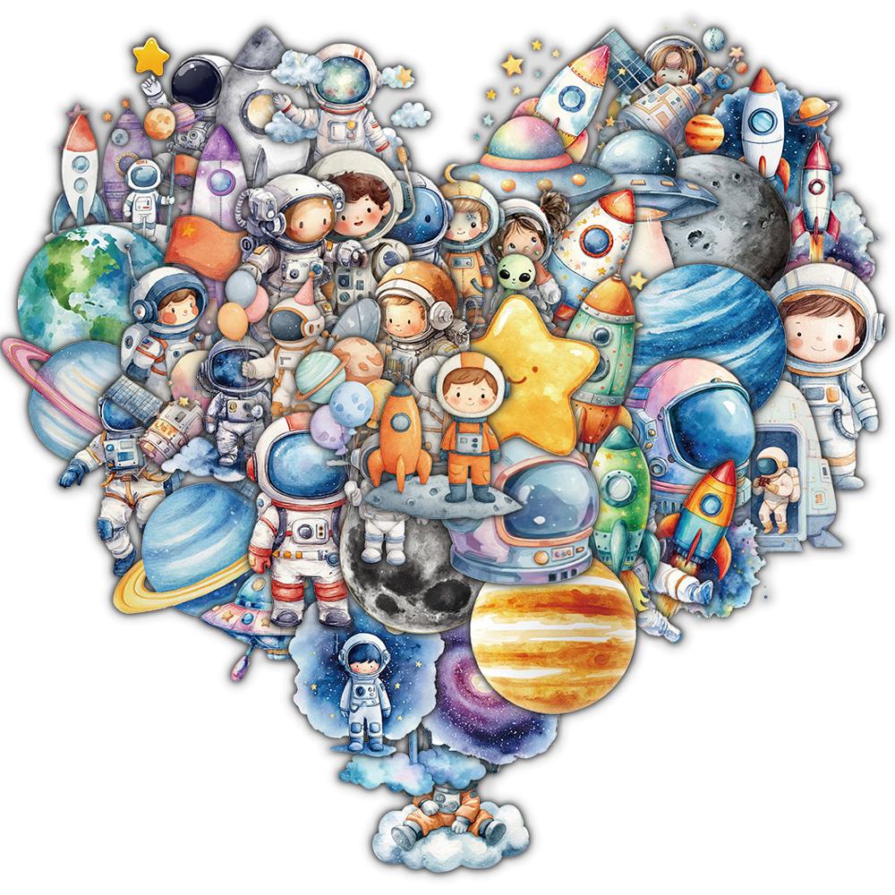 50PCS Space Astronaut Expressions Sticker Laptop Aesthetic Stationary Guitar Luggage Guitar Outer Space Vinyl Decals Skateboard
