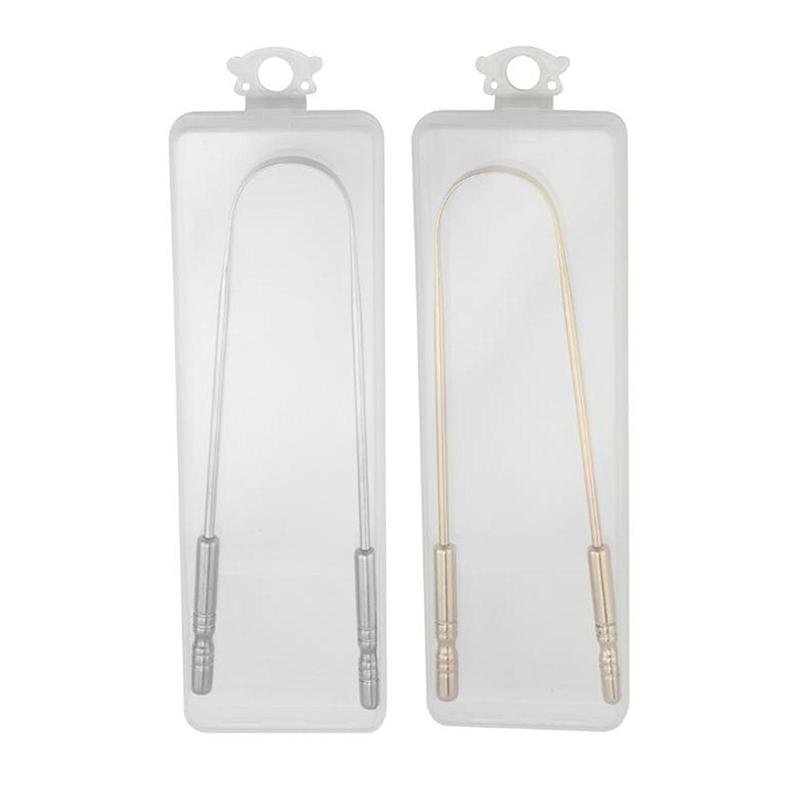 1Pcs Stainless Steel Tongue Scraper U-Shaped Metal Fresh Breath Cleaning Coated Tongue Toothbrush Oral Hygiene Care Tools