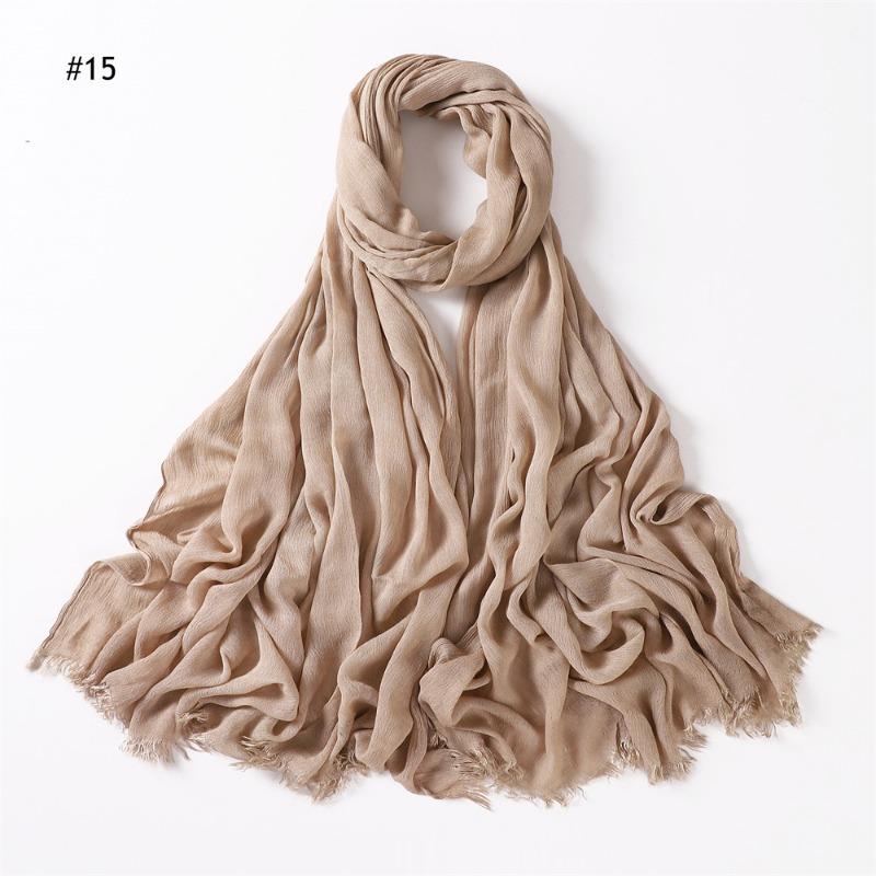% Rayon Pleated Solid Color Human Cotton Two-end Beard Bag Headscarf Female, New Breathable Soft Scarf