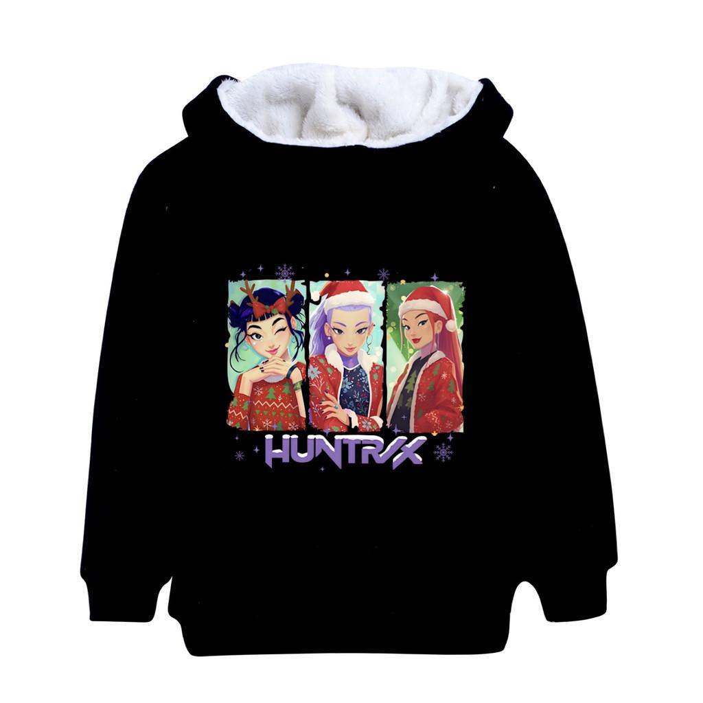 5093 Christmas Kids Girls Kpop Zoey Mira Rumi Print New Year Long Sleeves Velvet Warm Jacket