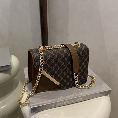 New Retro Printed Shoulder Bag Fashionable Texture Handbag Messenger Bag Simple Commuter Small Square Bag