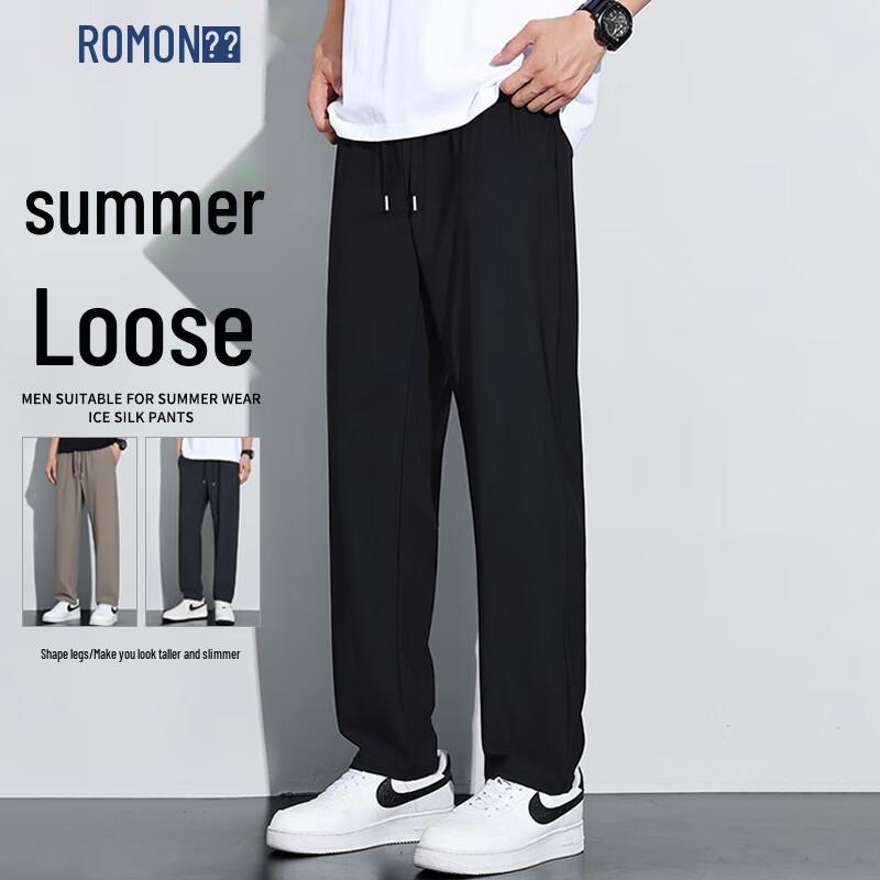 ROMON Men s Ice Silk Loose Fit Casual Pants 3XL